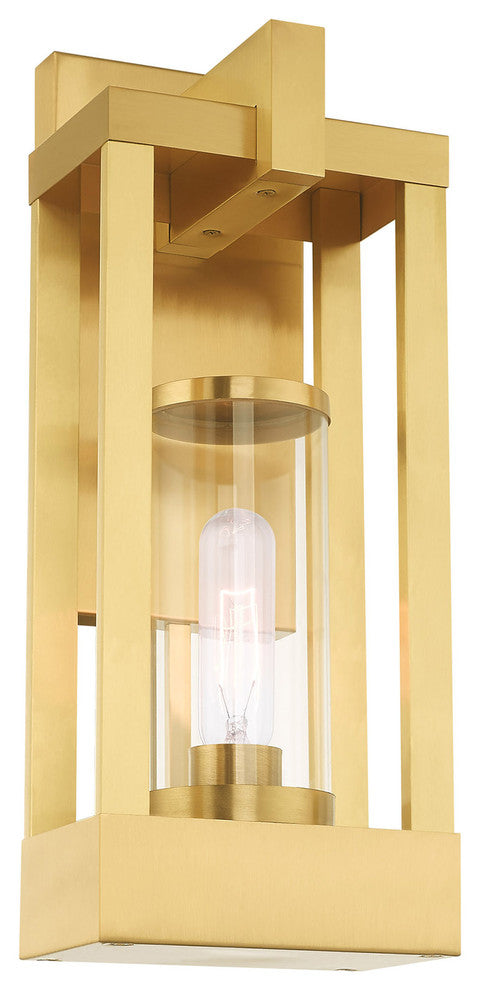 Livex Lighting Satin Brass 1-Light Outdoor Wall Lantern