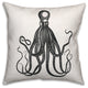 Gray Octopus Outdoor Throw Pillow, 18x18