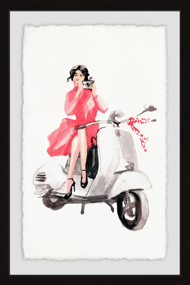 "Photo Scooter" Framed Painting Print, 12"x18"
