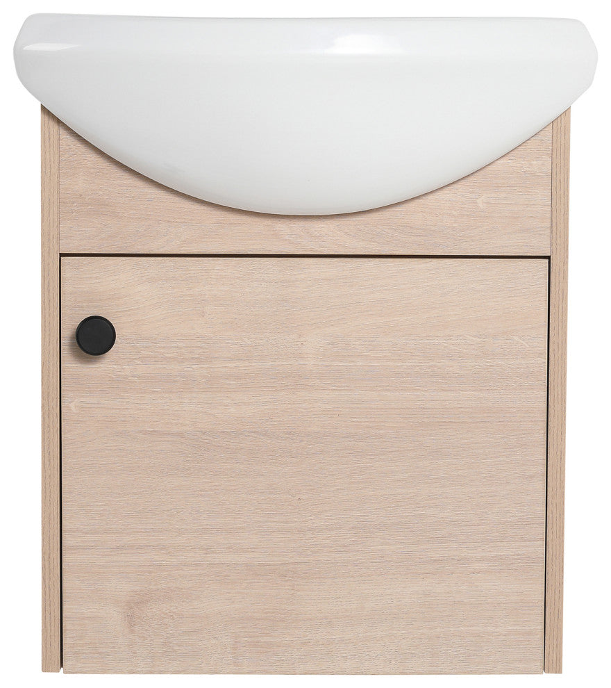18 inch Wood Wall-Mounted Bathroom Vanity Set with Integrated Ceramic Sink