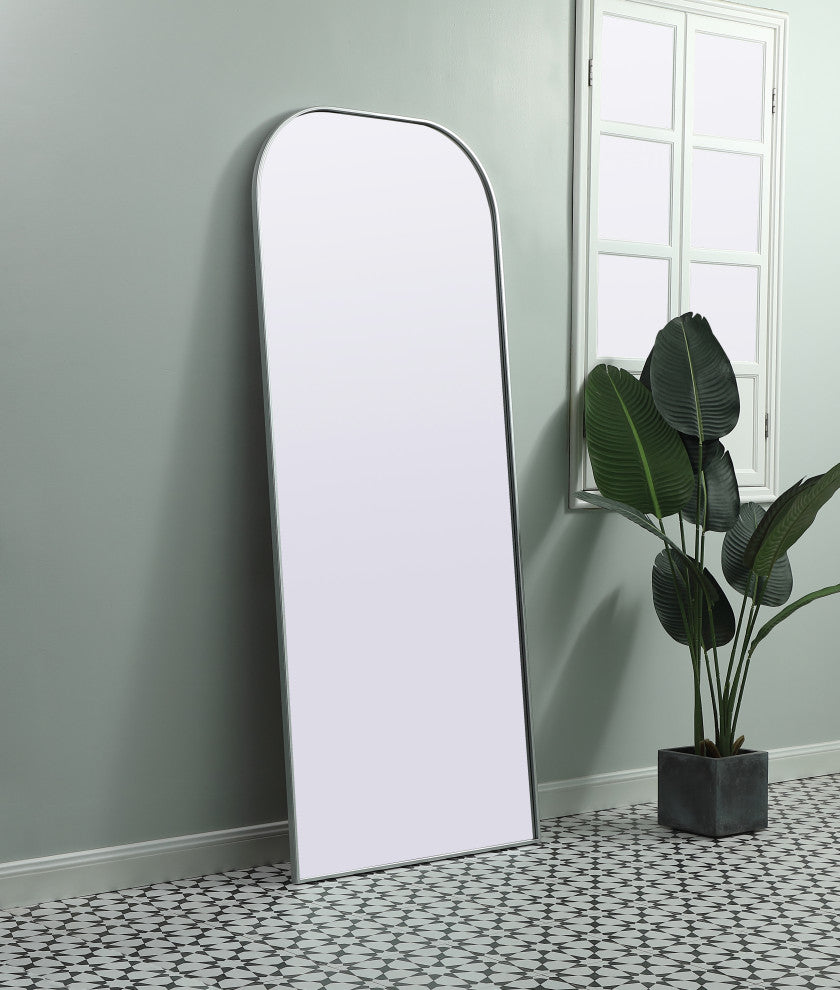 Metal Frame Arch Full Length Mirror 32X76 Inch, Silver