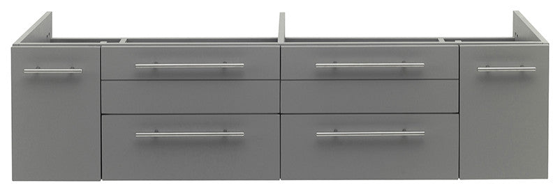 Lucera Wall Mount Double Undermount Sink Bathroom Cabinet, Gray, 60"