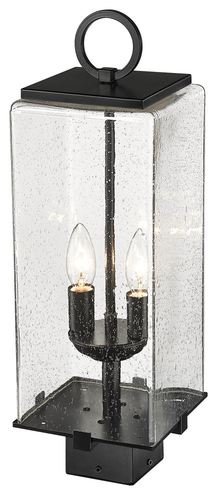 Zlite 592PHMS-BK 2-Light Outdoor Post Mount Fixture, Seedy