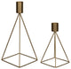 Set of Two Gold Metal Geometric Candle Holders