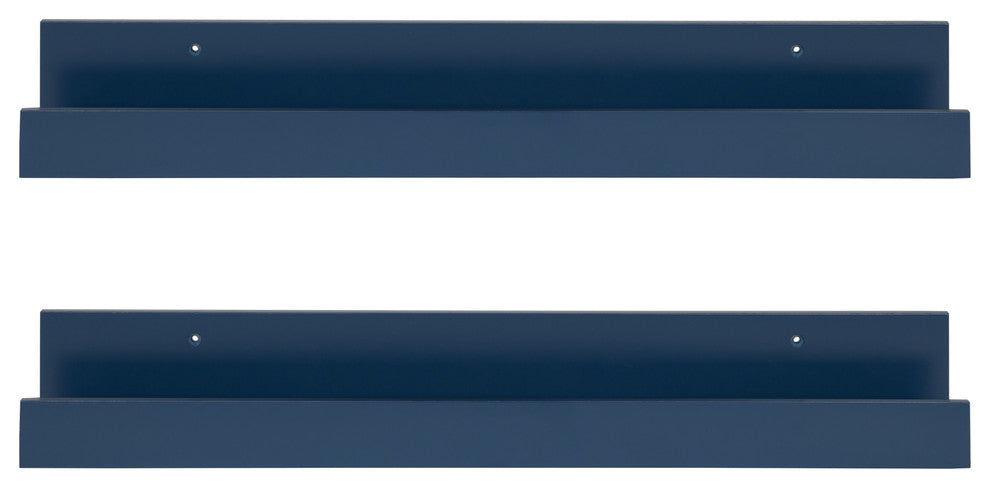 Levie Wooden Picture Ledge Wall Shelf Set, Navy Blue 2 Piece