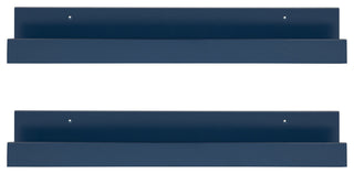 Levie Wooden Picture Ledge Wall Shelf Set, Navy Blue 2 Piece