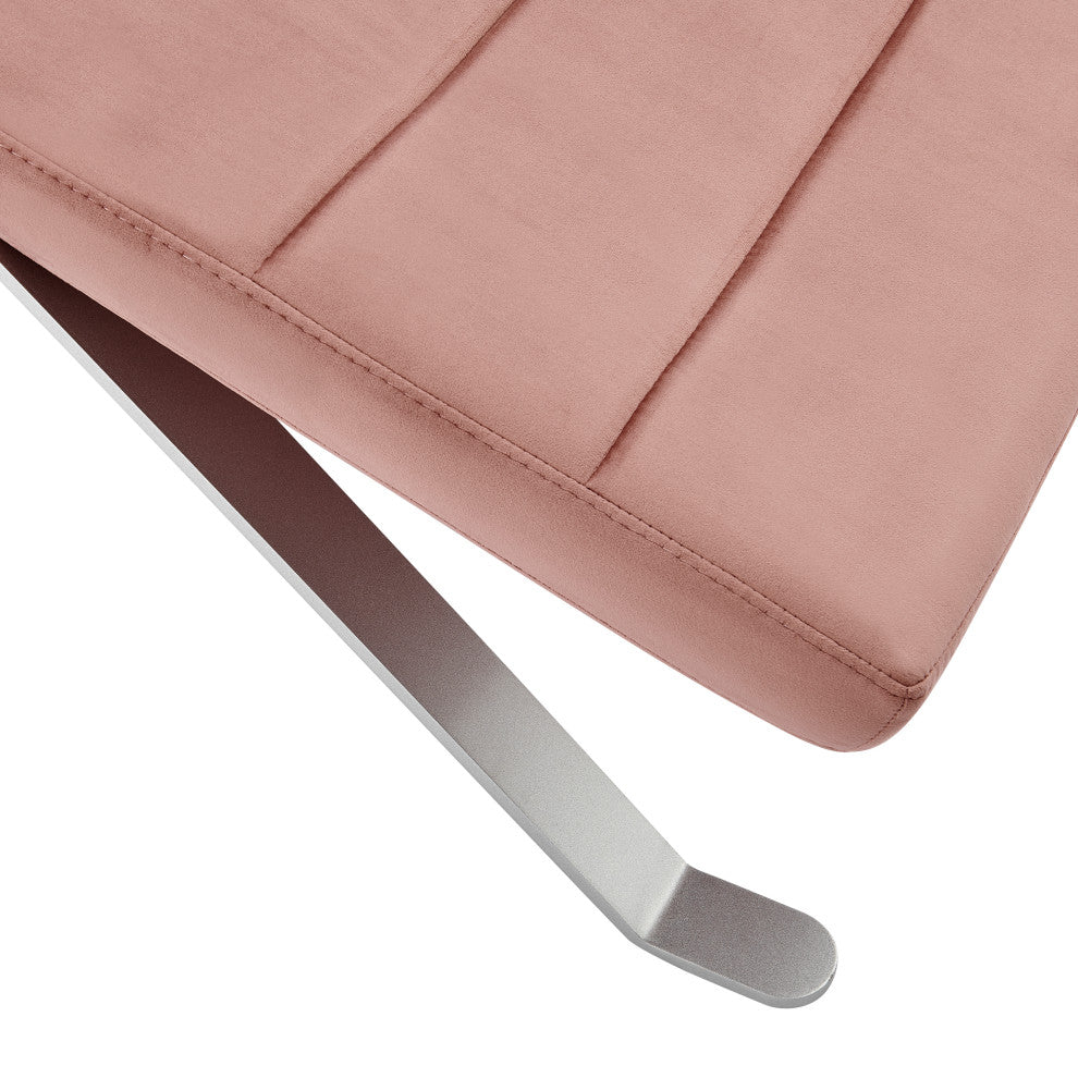 Gilda Lounge Chair, Rose Velvet With Silver Base