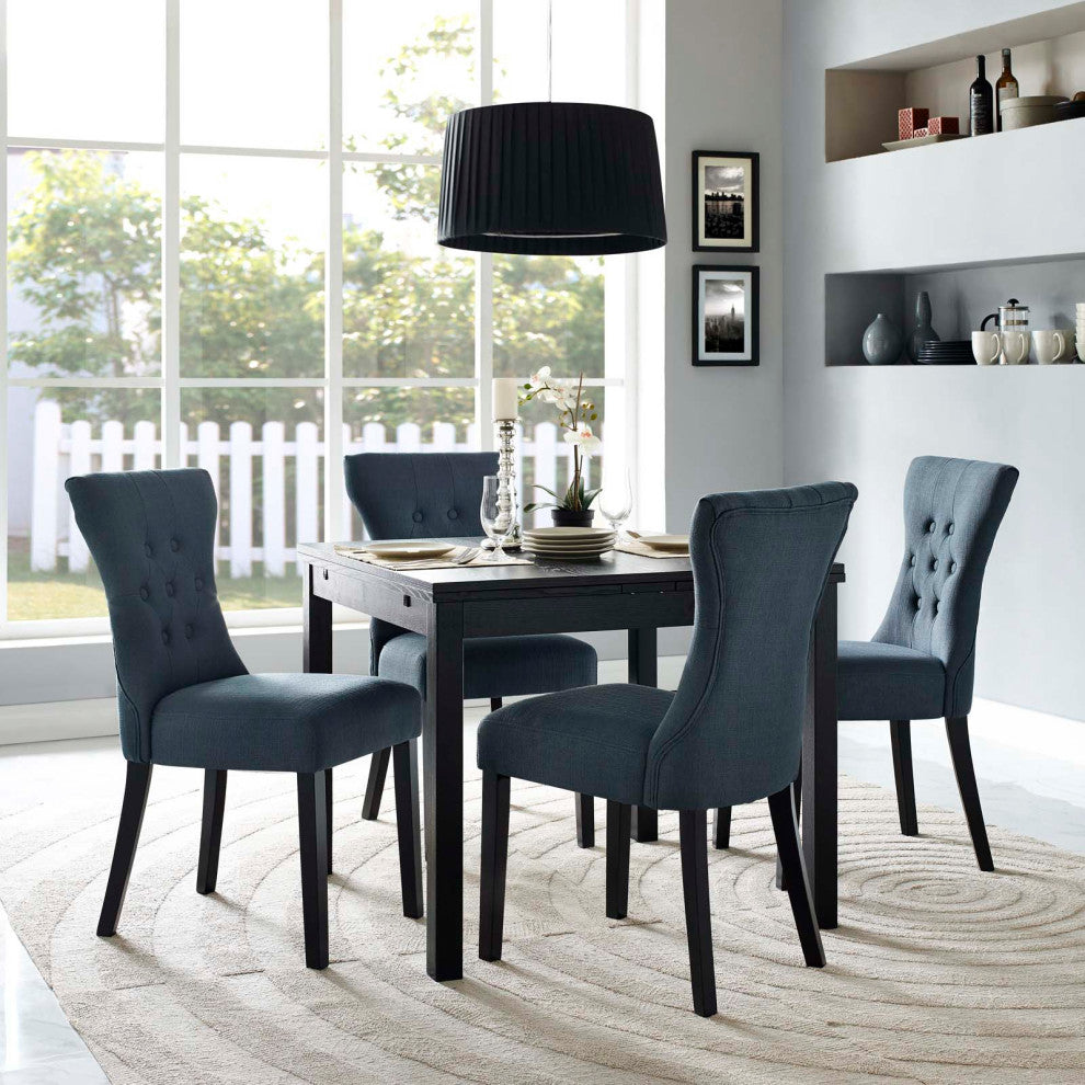 Gray Silhouette Dining Side Chairs Upholstered Fabric Set of 4