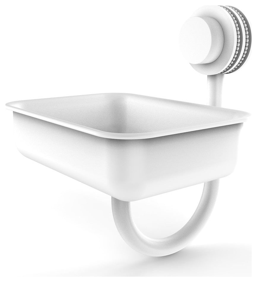 Venus Wall Mount Soap Dish With Dotted Accents, Matte White
