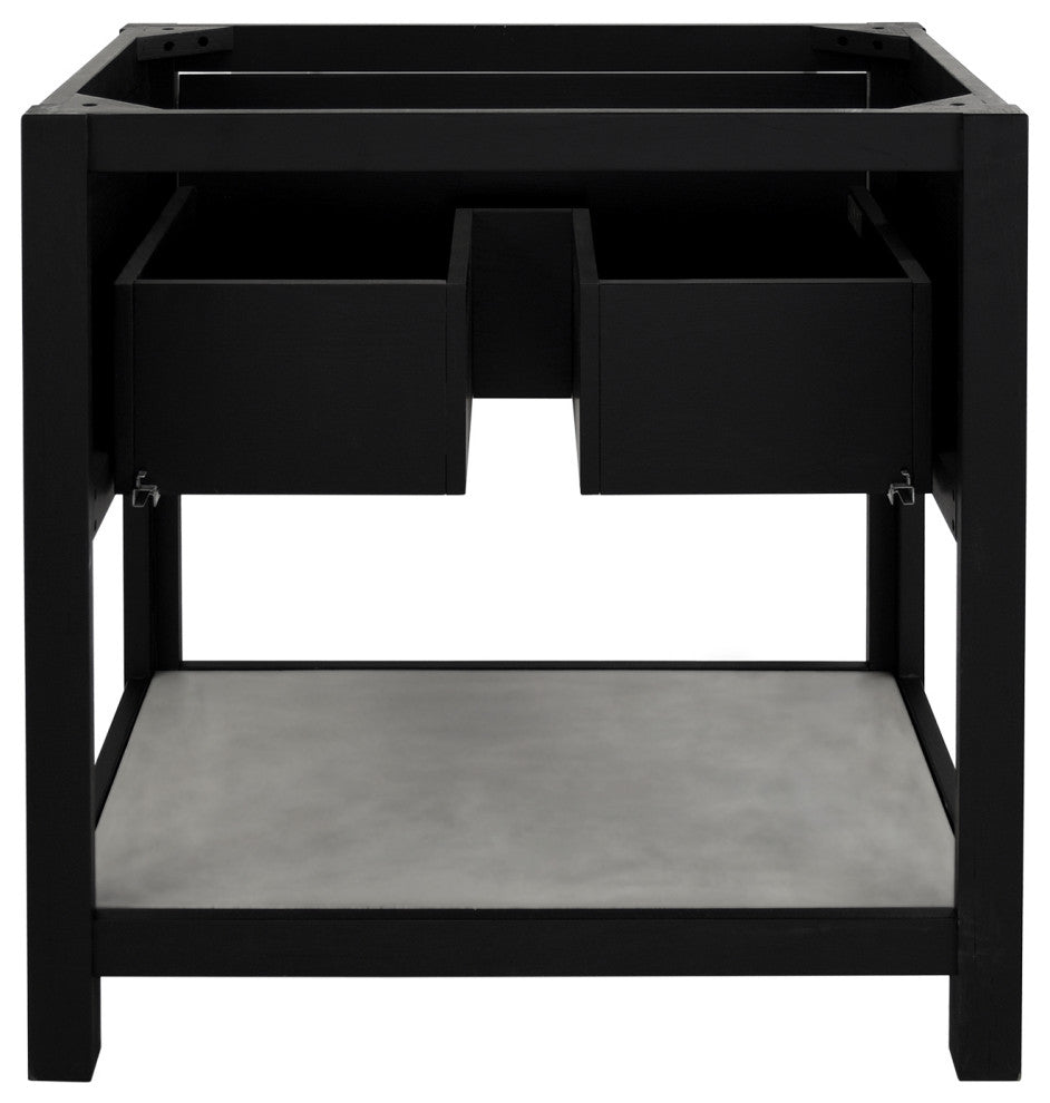 Solace Vanity Set with Palomar Vanity Top and Sink, Ash, Midnight Oak, 30"