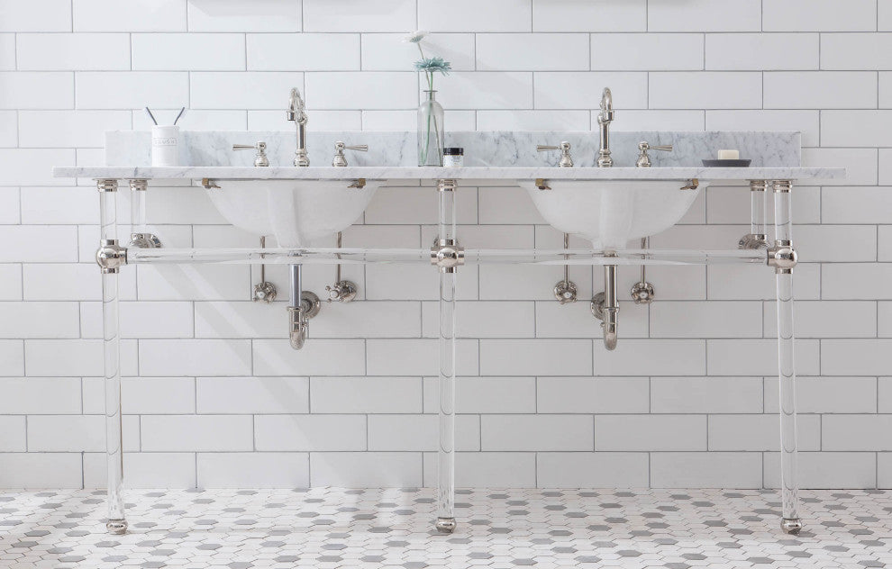 Empire 72" Wide Double Wash Stand, P-Trap, Countertop With Basin, Faucet