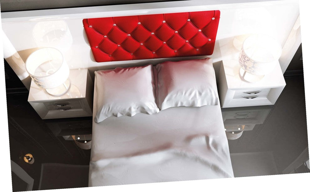Md Sophie 36 Special Headboard Bedroom Set, Glossy White, Queen