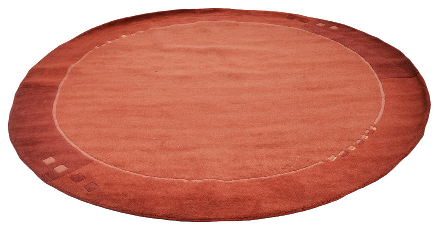 Hand Knotted Tibbati Wool Area Rug Contemporary Orange