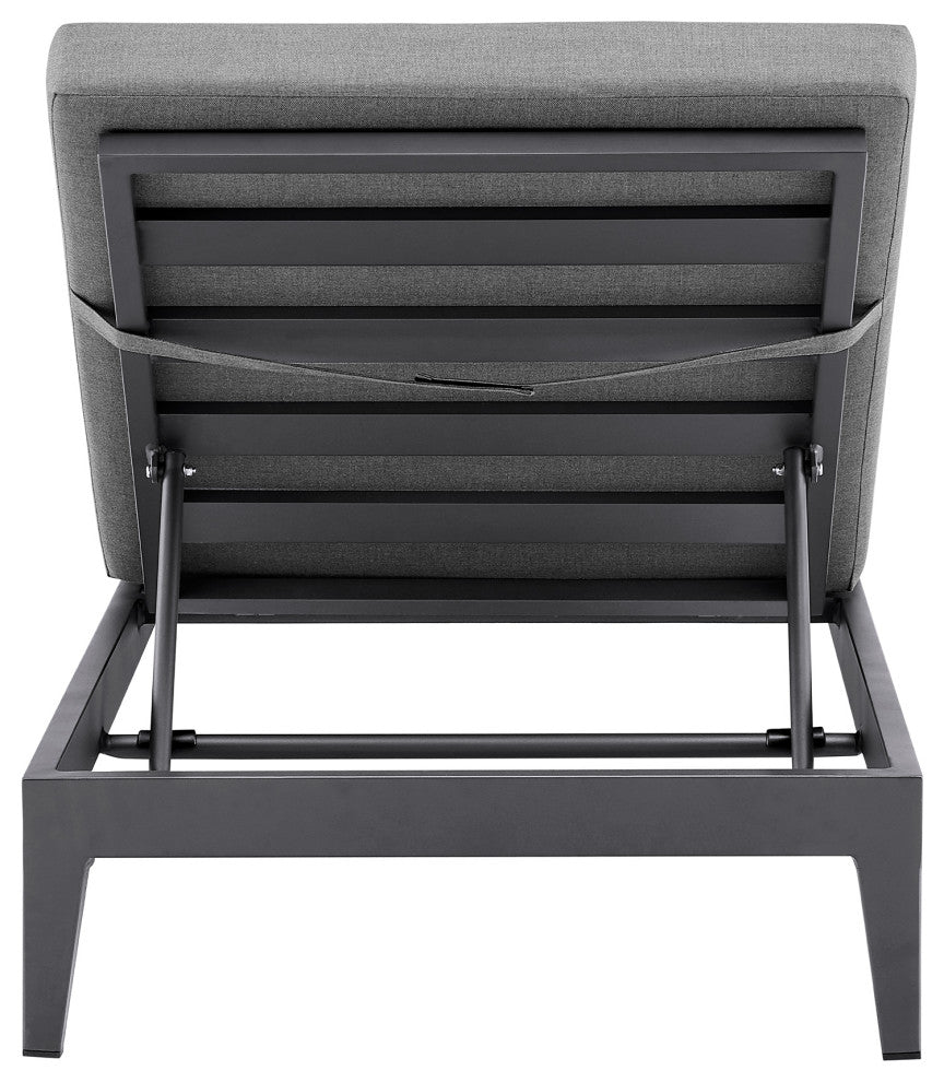 Argiope Outdoor Adjustable Chaise Lounge Chair, Aluminum With Gray Cushions