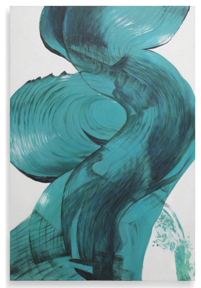 Cerulean Blur Modern Hand Painted Canvas Abstract Art - 72" x 48"