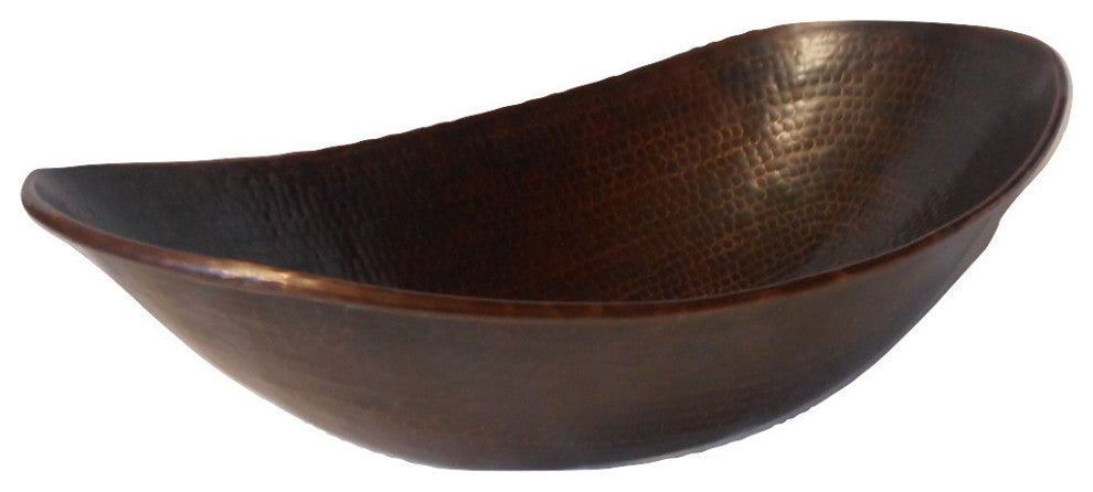 18" Oval Copper Bathroom Sink Canoa "Sleigh" Style in Brushed Sedona