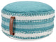 Mina Victory VJ088 Pouf, Turquoise, 20" x 20" x 12"