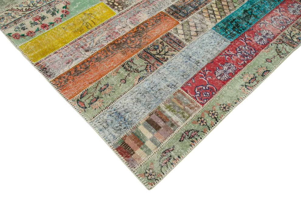 Rug N Carpet - Handwoven Anatolian 6' 8" x 10' 0" Wool Patchwork Area Rug