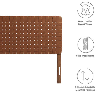 Sparta Weave Vegan Leather King Headboard, Walnut Brown