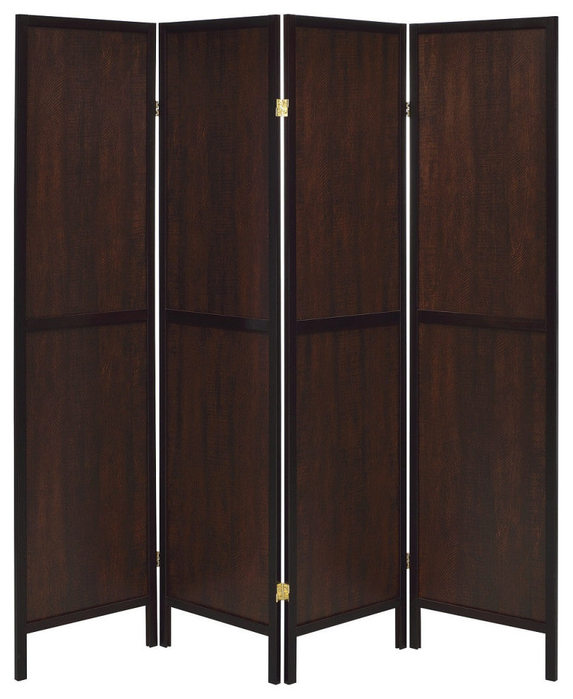 4-Panel Folding Screen, Tobacco And Cappuccino