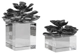 Uttermost Indian Lotus Metallic Silver Flowers Set of 2