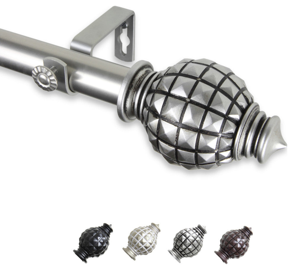 Nova 1" Curtain Rod, Satin Nickel, 120-170"
