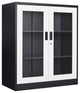 Metal Storage Cabinet, 2 Doors & 2 Shelves, 35.5", Black&white, Acrylic Door