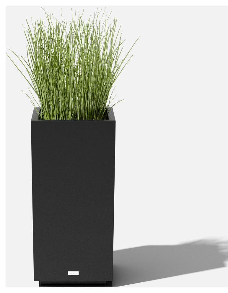 Veradek Block Series Pedestal Planter, Black, Tall