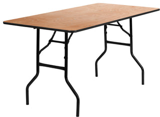 30''x60'' Wood Folding Banquet Table With Clear Coated Finished Top