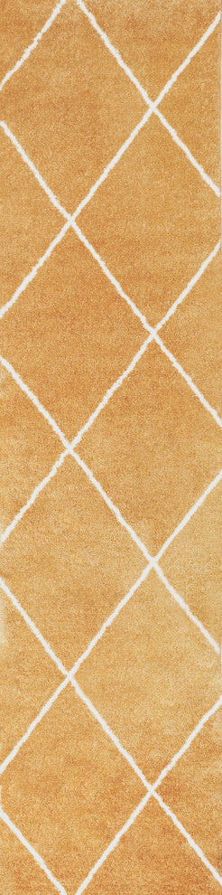Cole Minimalist Diamond Trellis Gold/White 2 ft. x 8 ft. Runner Rug