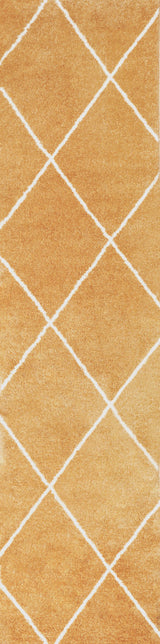 Cole Minimalist Diamond Trellis Gold/White 2 ft. x 8 ft. Runner Rug