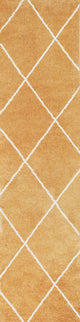 Cole Minimalist Diamond Trellis Gold/White 2 ft. x 8 ft. Runner Rug