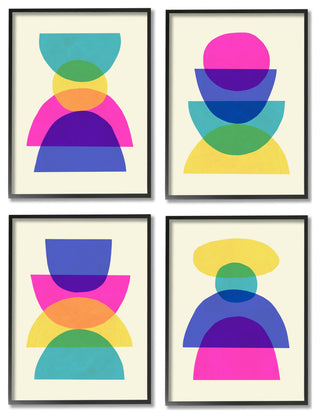 Intergalactic Rainbow Abstract Transparent Geometric Shapes , 4pc, each 11 x 14