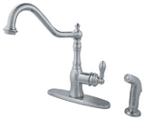 Single-Handle Kitchen Faucet w/Sprayer and Deck Plate, Polished Chrome