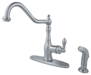 Single-Handle Kitchen Faucet w/Sprayer and Deck Plate, Polished Chrome