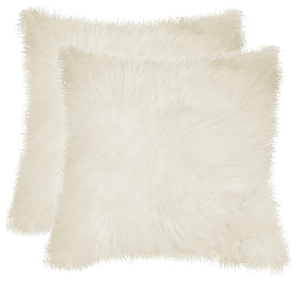18"x18" Natural Sheepskin Fur Set of 2 Pillow