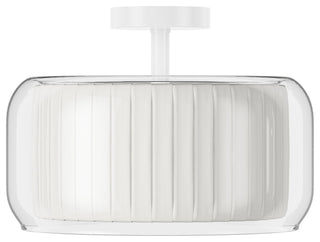 Modern 3-Light Semi Flush Mount Glass Ceiling Light with White Fabric Shade