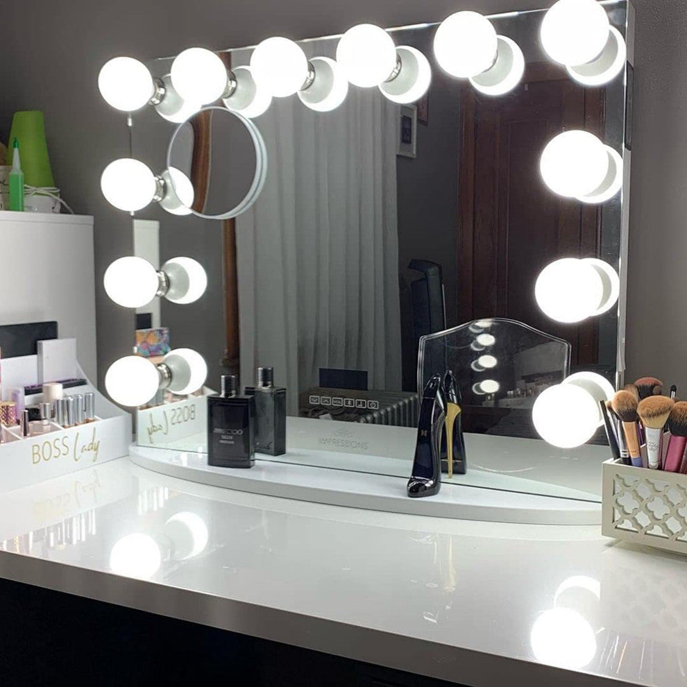 Hollywood Premiere Pro Vanity Mirror, White, Bluetooth