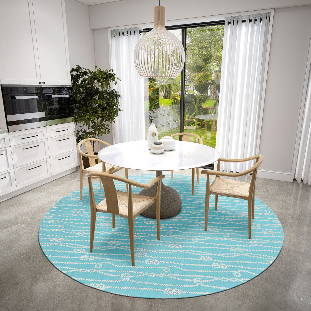 Indoor/Outdoor Harbor HA7 Lagoon Machine Washable 8' x 8' Round Rug