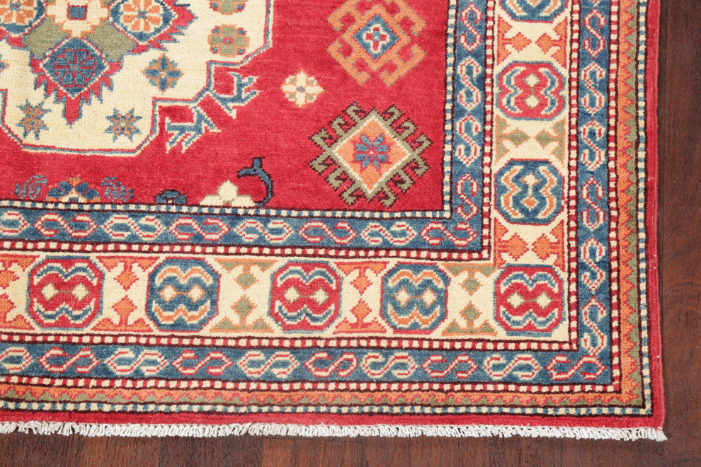 Oriental Kazak Traditional Hand Made Pakistani Area Rug, Red, 6'8"x4'11