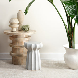 Revolve Wood Side Table, Cream