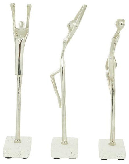 Silver Modern Dancer Sculpture, Set of 3