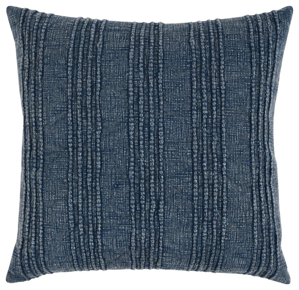 Hannah 100% Cotton 22" Throw Pillow, Navy Blue