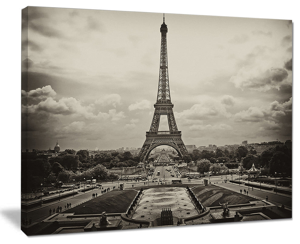 "Vintage View of Paris, France" Cityscape Canvas Photo Print, 40"x30"