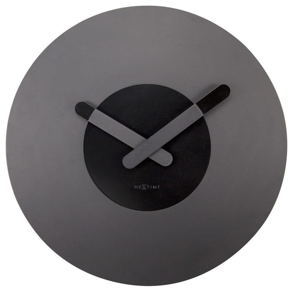 In Touch Wall Clock, Round, Wood and Metal, Black, Battery Operated