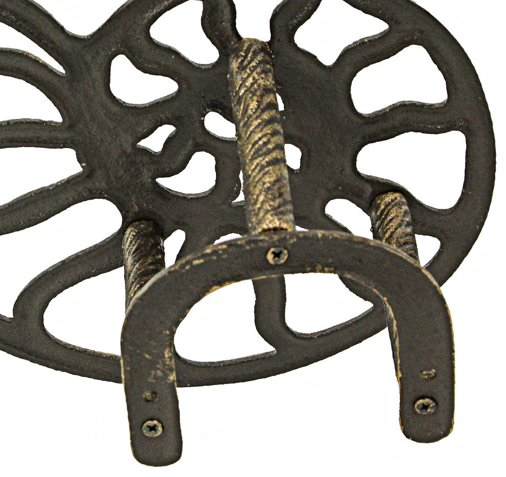 Bronze Cast Iron Nautilus Shell Garden Hose Holder Wall Mount Storage Hanger