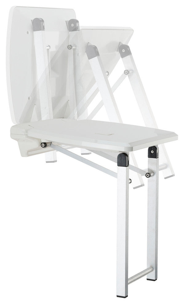 White Single Folding Shower Seat With Legs