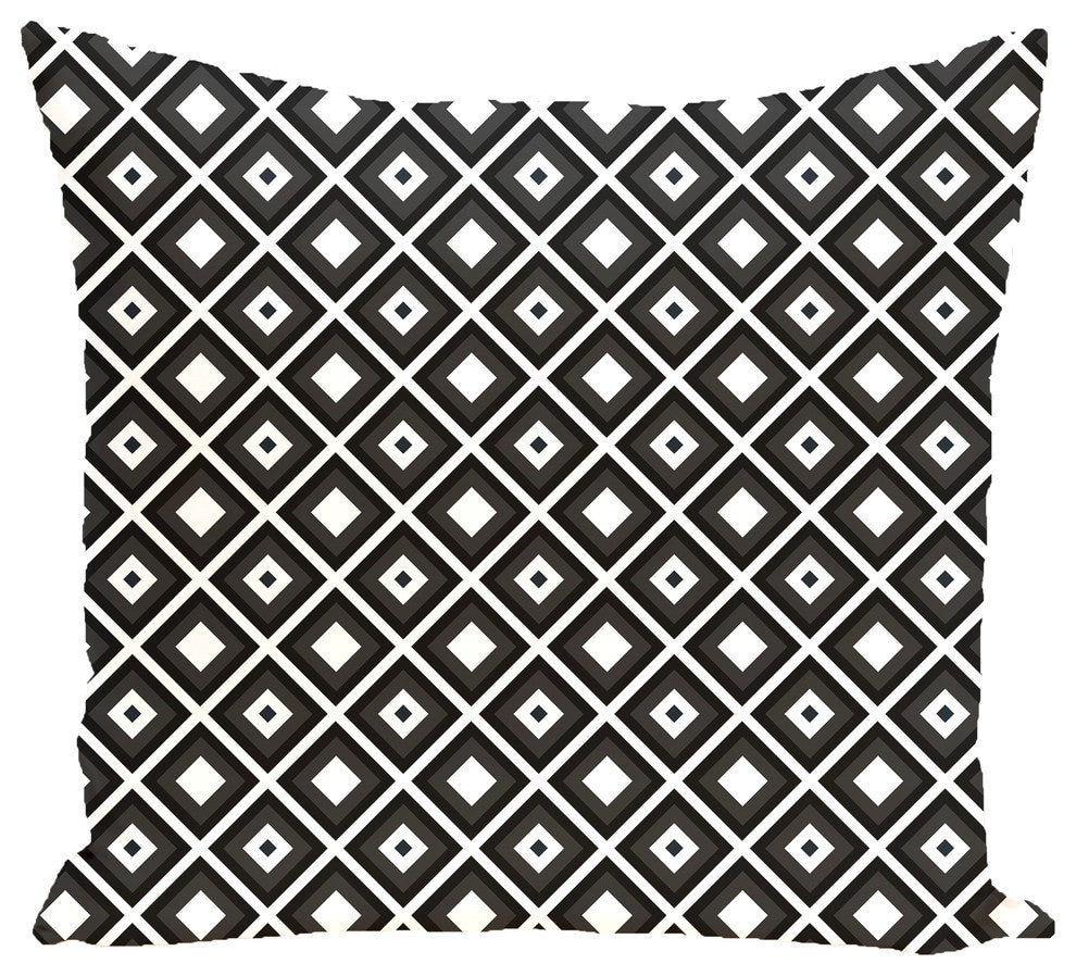 Diamond Mayhem Geometric Print Pillow, Black, 18"x18"