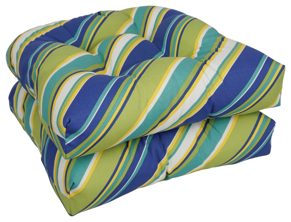 19" U-Shaped Dining Chair Cushions, Set of 2, Browning Sunblue