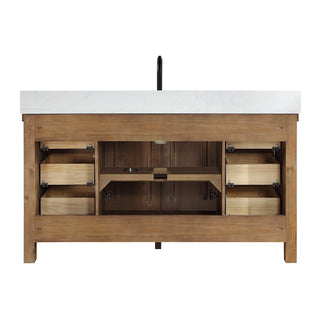 Javier Bath Vanity, Composite Stone Top, Antique Gray, 60", Single Vanity, No Mirror